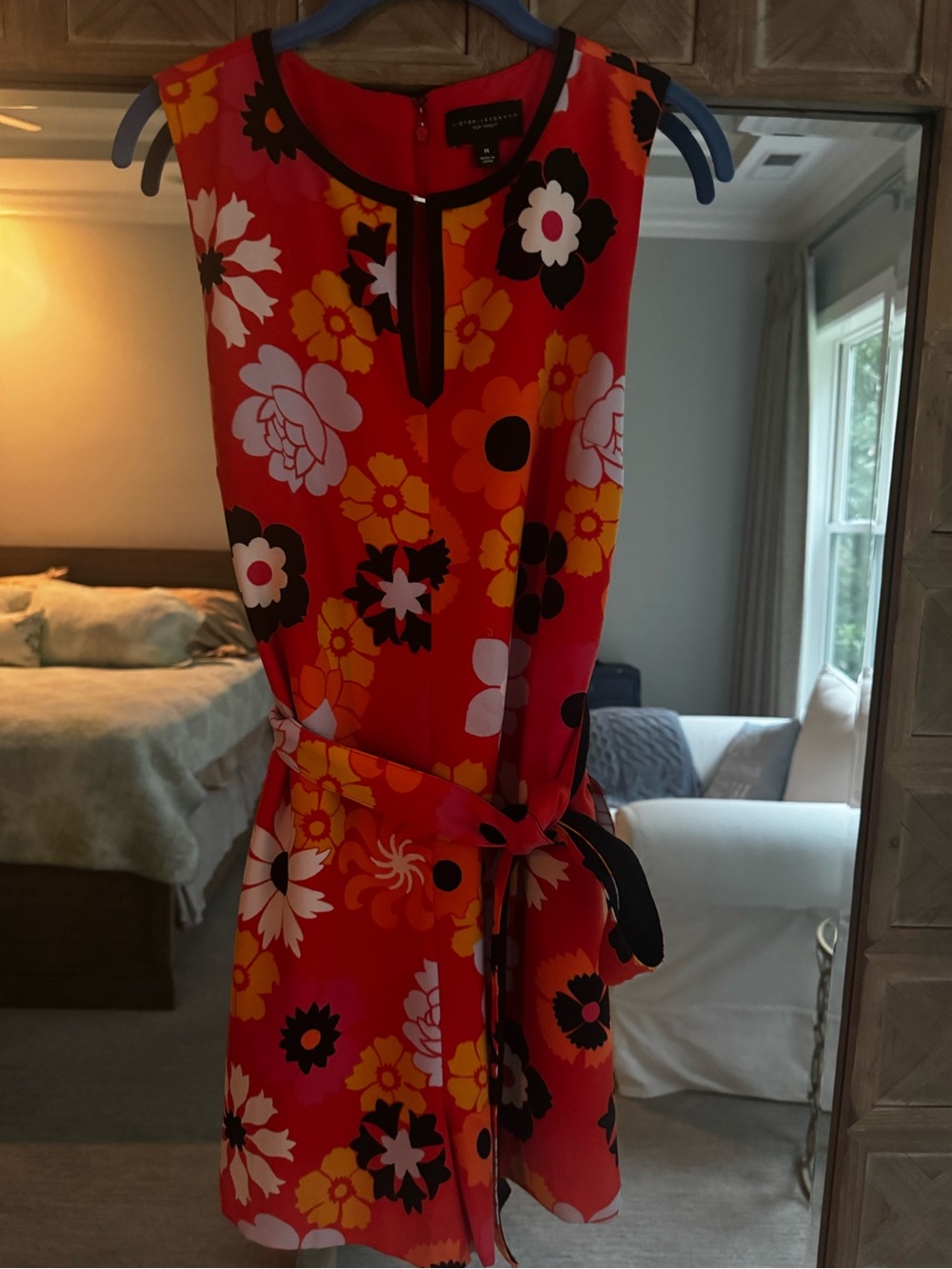 Victoria Beckham for Target Red Floral Jumpsuit with Black Trim